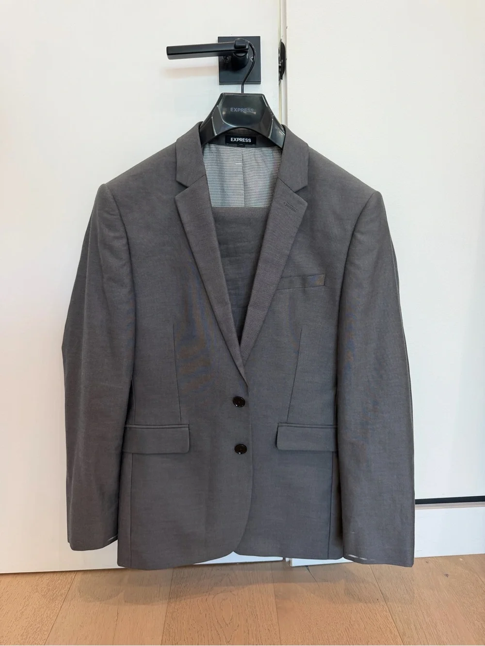 Express Men's Charcoal Gray Two-Button Suit Jacket